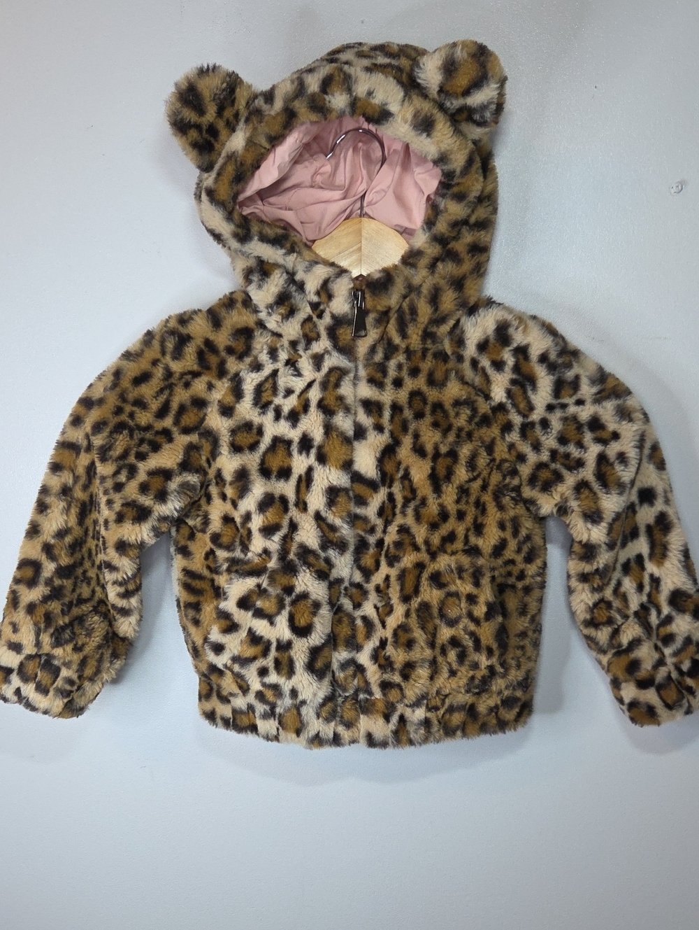 Tucker +Tate  Faux Fur Leopard Print Hooded Jacket - 3 years
